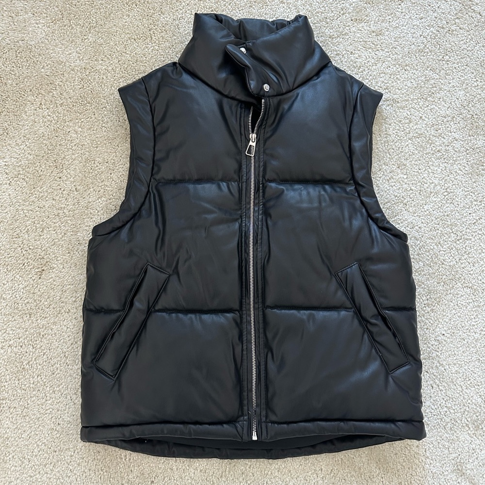 Bershka faux leather vest in black size Xs